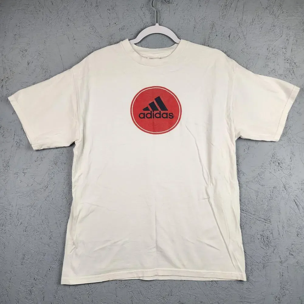 Vintage Adidas Shirt Mens Medium White Red Badge Of Sport Logo Graphic